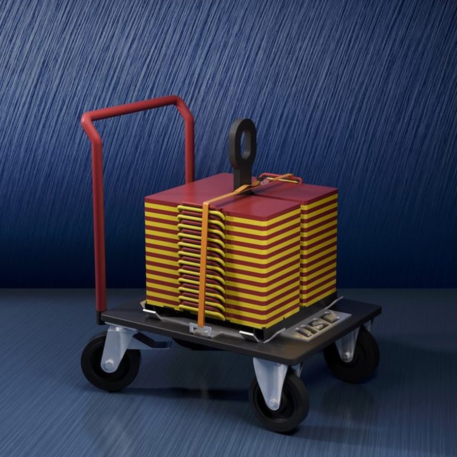 Masselottes OSC Compact sur leur chariot de transport